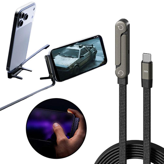 240W FAST CHARGING FOLDABLE USB-C CABLE WITH ADJUSTABLE STAND (TYPE-C & USB-A)