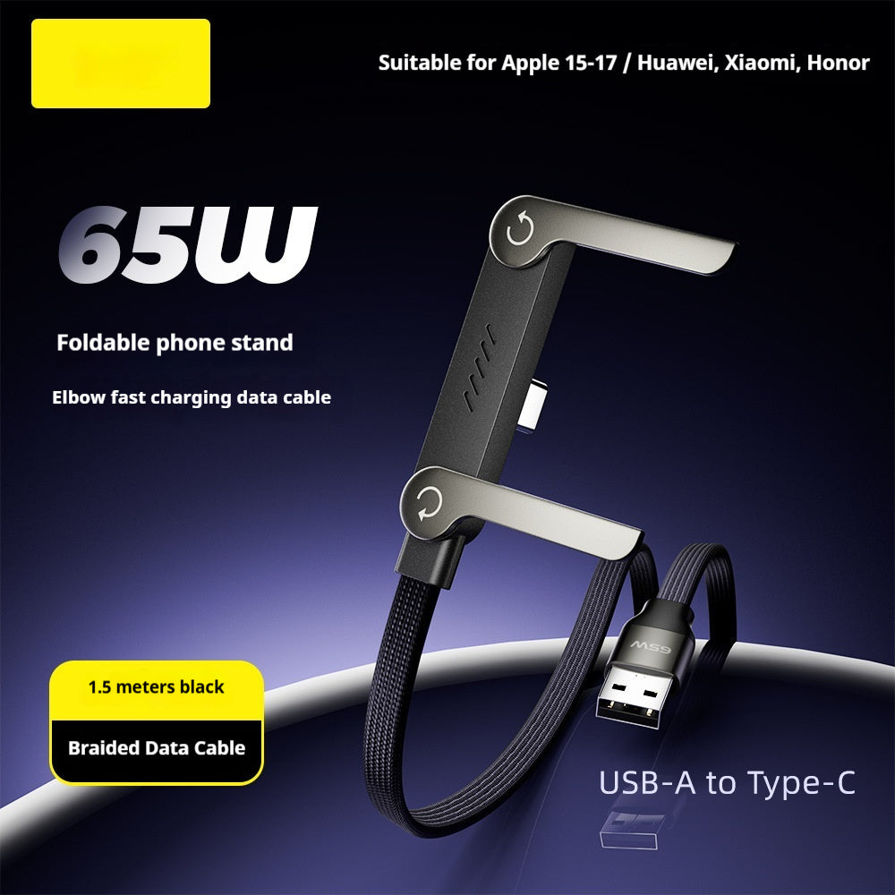 240W FAST CHARGING FOLDABLE USB-C CABLE WITH ADJUSTABLE STAND (TYPE-C & USB-A)